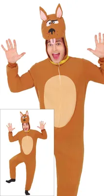 Imagen del producto de Compañero animal, disfraz de Halloween para perros, capucha, cola, para adultos, ideal para eventos, divertido, peluche, aventuras animales, comodidad, favorito para fiestas. Talla: 48 - 50 (M). Color: Marrón