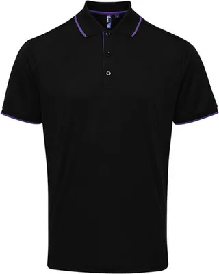 Produktbild von Premier Workwear PR618 | Herren Contrast Coolchecker Polo - Farbe: Black/Purple - Größe: 3XL