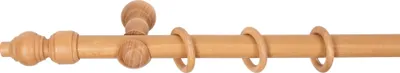 Produktbild von SN Deco - Stilgarnitur Gardinenstange Vorhangstange Filigrano, Holz, Klassikträger offen, 28 mm, 1-Lauf, Komplettset mit Ringen, Farbe Eiche, 280 cm (2x140 cm)