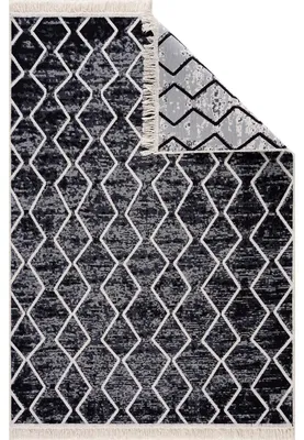 Boho-Läufer 80x150 cm, schwarz-melange, Baumwolle-Polyester