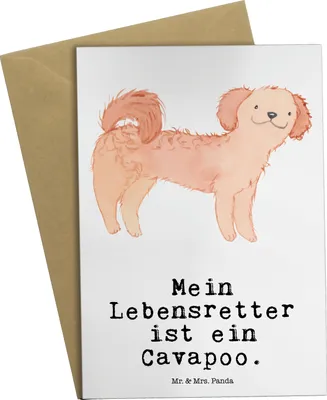Produktbild von Mr. & Mrs. Panda babykarte Cavapoo Lebensretter - Weiß - Geschenk, hochzeitskarten, einladungskarten, Grußkarte, weihnachtskarten, Cavoodle, osterkarten, vatertagskarte