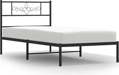 Produktbild von vidaXL Bettgestell mit Kopfteil Metall Schwarz 100x190 cm
