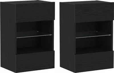 Immagine prodotto di vidaXL mobile TV set 2 pezzi nero 40 x 30 x 60,5 cm materiale a base di legno