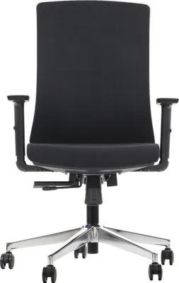 Image de Chaise de bureau ergonomique pivotante TONO, base chromée, accoudoirs réglables, revêtement noir
