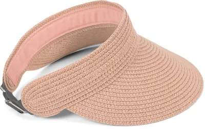 Produktbild von styleBREAKER Papierstroh Visor Cap einfarbig | Sonnenvisier mit elastischem Band und Hakenverschluss | Luftige Schildkappe als Sonnenhut für Damen