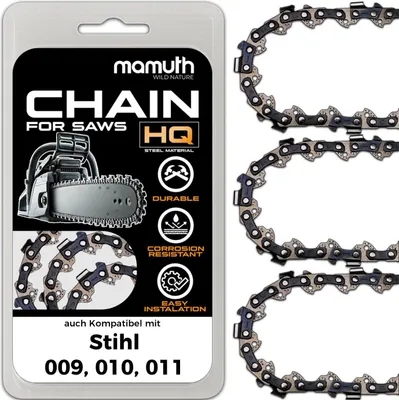 Image de 3x Chaîne de tronçonneuse 38cm 1,5mm 0.325" 50 TG pour Stihl 009, 010, 011