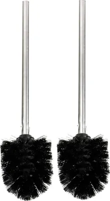 Produktbild von 2x WC Toilettenbürsten, austauschbarer Bürstenkopf zum Abschrauben, rostfreier Edelstahl-Stil, Länge ca. 35 cm