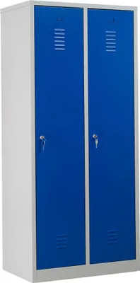 Produktbild von Gürkan Spind lichtgrau, enzianblau 103968, 2 Schließfächer 80,0 x 50,0 x 180,0 cm