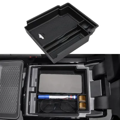 Image de Compartiment de rangement pour console centrale, compatible avec les modèles Evoque de 2020 à 2024, avec support pour accoudoir, de couleur noire, en ABS