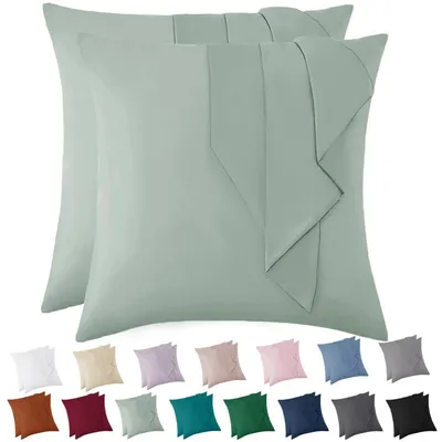 Productafbeelding van Kussensloop, 40x40 cm, set van 2, microvezel, saliegroen, hypoallergeen, met rits