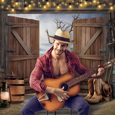 Produktbild von Hintergrund für Cowboy Festdekorationen - Wild West Dekor - Rustikales Zuhause Scheunen Rodeo Hintergrundbanner Foto Requisiten für Geburtstag - Hochzeit - Western Thema Festbedarf