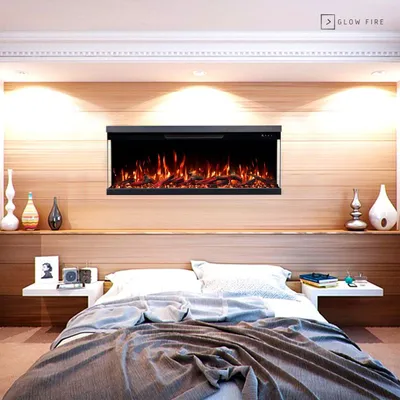 Produktbild von Glow Fire Elektrokamin 'Insert 92' | LED Wandkamin in schwarz mit Heizung (1800 W) | HxBxT: 36x92x19cm