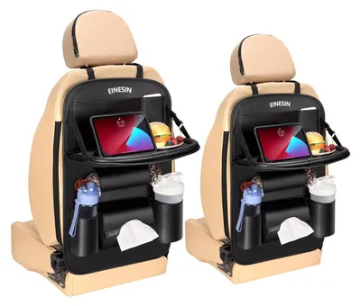 Produktbild von Autositz Organizer mit Klapptisch 2 Stück Schwarz Kunstleder