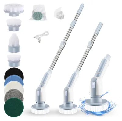 Produktbild von Elektrische Reinigungsbürste - Spin Scrubber - 5 Bürstenköpfe - 2 Geschwindigkeiten - Für Dusche - Boden & Fliesen - Küche - Autowäsche