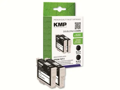 Zdjęcie produktu dla KMP E107D, Czarny, Tusz na bazie pigmentu, 2 szt., Multipak