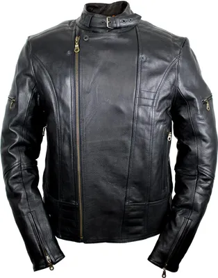 Produktbild von Herren Motorrad Lederjacke Biker Chopper Rocker Jacke mit Protektoren Retro (M)