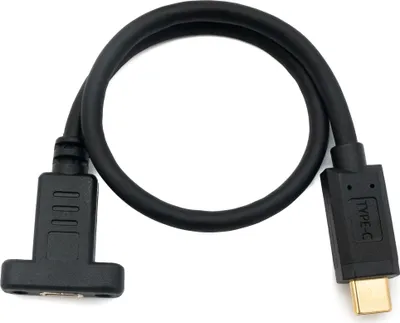 Produktbild von SYSTEM-S USB 3.1 Kabel 30 cm Typ C Stecker zu Buchse Schraube Adapter in Schwarz