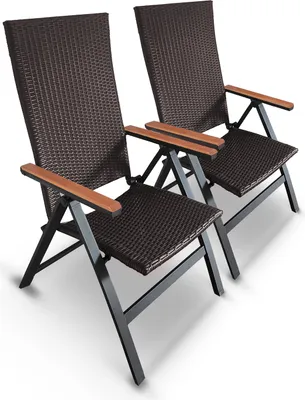 Produktbild von Aluminium Polyrattan Klappstuhl Gartenstuhl Hochlehner Stühle Braun