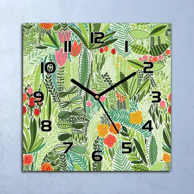 Produktbild von Wanduhr Echt-Glas-Küchenuhr Blumenabstraktion Quarz Lautlos 30x30 Deko Bilder