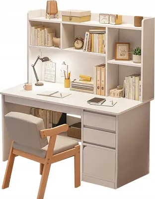 Produktbild von Computer-Schreibtisch, Schreibtisch mit Regalen, weißer Jugendschreibtisch