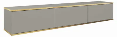 Produktbild von TV-Lowboard MELI 175 cm Grau Gold Fernsehschrank mit 3 Klappen, Wohnzimmer, TV-schrank, Medienmöbel