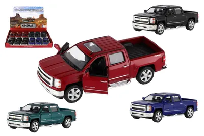 Obrázek produktu pro Auto Kinsmart Chevrolet 2014 Silverado kov/plast 13cm 4 barvy na zpětné natažení 12ks v boxu