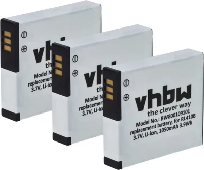 Produktbild von vhbw 3x Akku kompatibel mit Rollei Actioncam 230, 410, 240, 400 Kamera (1000 mAh, 3,7 V, Li-Ion)
