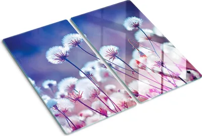 Obrázok produktu pre Sklenená ochranná doska – Kryt varnej dosky – Kryt na indukčnú dosku – 2x30x52 cm – Rýchle čistenie – Tvrdené sklo – Lúčne kvety