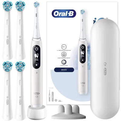 Produktbild von Oral-B iO Series 6 Elektrische Zahnbürste Weiß – Etui – 5 Bürstenköpfe