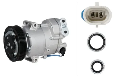 Image de Compresseur de climatisation 12 V, Ø 120 mm, HELLA Thermo-Expertise, compatible notamment avec l'OPEL ASTRA