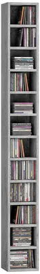 Produktbild von CD-Regal mit 12 F?chern fš¹r 204 CDs, aus MDF und Spanplatte, 21 x 20 x 175 cm, Grau
