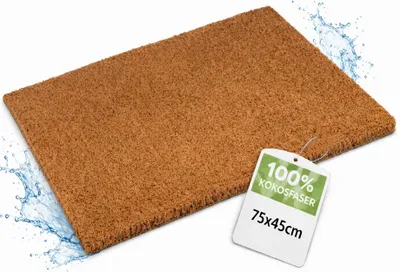 Produktbild von Kokosmatte Schmutzfangmatte 45x75 cm – rutschfeste Fussmatte aus Kokos mit Gummiunterseite – Robuste Türmatte für Eingang & Außenbereich
