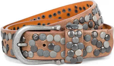 Produktbild von styleBREAKER Damen Nietengürtel 4 cm | Kunstleder mit bunten Nieten | Halbrunde Metallschnalle | Vintage Look für Jeans | Kürzbar
