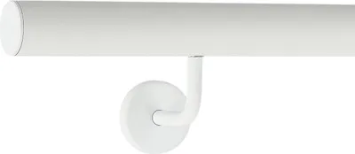 Produktbild von TIBU Handlauf Aluminium Weiß Geländer 30-600cm Wandhandlauf Treppe gewinkelte Edelstahlhalter, Länge 260 cm mit 3 Halter und gerade Kappe