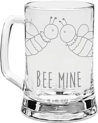 Produktbild von Mr. & Mrs. Panda Humpen Biene Liebe - Transparent - Geschenk, Krug, Glaskrug, Bierkrug graviert, Seidel, Glas