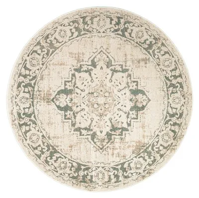 Produktbild von Teppich Vintage Rund - Spring Medaillon Creme Grün