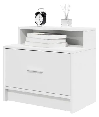 Produktbild von Nachttisch mit Schublade, Beistelltisch für das Schlafzimmer, Weiß, 51x31x47 cm