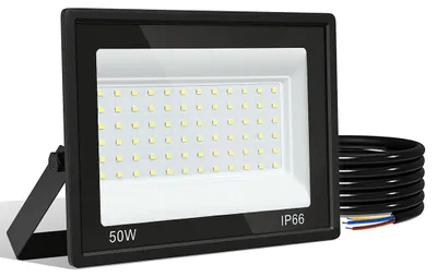 Produktbild von ISOISL LED Strahler Außen 50W, IP66 LED Fluter 120°, Warmweiß 3000K, 1m Kabel ohne Stecker, 5er Set