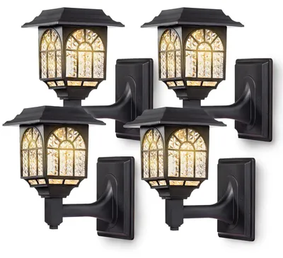 Solar-Wandleuchten LED warmweiß 4er-Pack wasserdicht