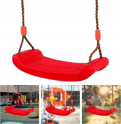 Immagine prodotto di Altalena da Giardino per Bambini Rossa Seduta a Tavoletta con Corde Regolabile Sicura Resistente