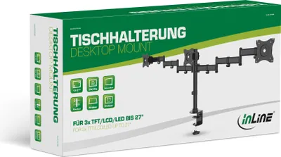 Immagine prodotto di InLine® Supporto da tavolo per 3x TFT/LCD/LED fino a 68cm (27"), fino a 3x8 kg