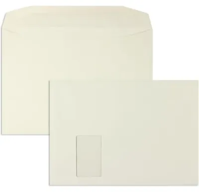 Produktbild von Kuvertierhüllen C4 100g/qm gummiert Fenster VE=250 Stück grau