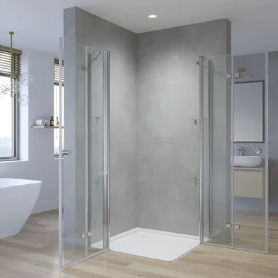 Produktbild von Eckdusche 110x90x187cm Duschkabine Eckeinstieg mit Duschablagen barrierefrei