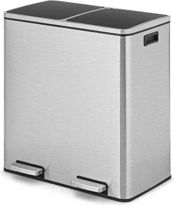 Productafbeelding van Famanu Vuilnisbak 30L - Vuilnisbak voor de keuken met 2 compartimenten en een zachte sluitmechanisme