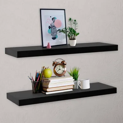 Obrázek produktu pro Maison Exclusive – závěsné police, 2 ks, černé, 120 x 20 x 3,8 cm