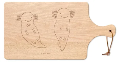 Produktbild von Mr. & Mrs. Panda Brotzeitbrett Axolotl Liebe - Transparent - Geschenk, Holzbrett, Schneidebrett, Brett, Küchenbrett, Hackbrett, für Frauen, Freundin, Valentinstag