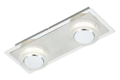 Produktbild von Briloner LED Wand- und Deckenleuchte 2-flammig – 2x5W LED fest verbaut – 800 lm – 3000K warmweiß – Alu-Chrom – 26x10x5,4 cm – IP20