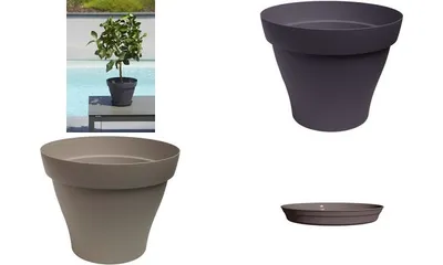 Image de Poétic Jardinière ROMEO, ronde, diam : 300 mm, gris-noir