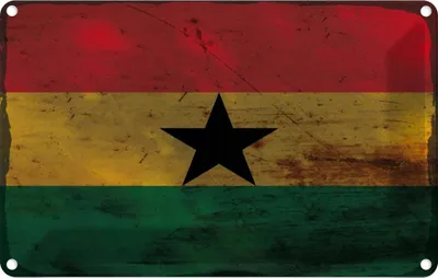 Produktbild von vianmo Blechschild 12x18 cm Ghana Rost Flagge Fahne Wappen