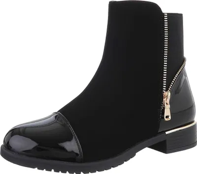 Produktbild von Ital-Design Damen Stiefeletten Leicht gefüttert , Textiloptik, Lederoptik Flache Stiefeletten 87417718 Schwarz Gr.  36
